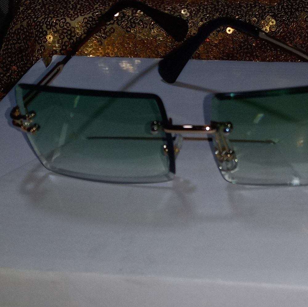 Vintage Rectangular Green Tint Shades - image 2